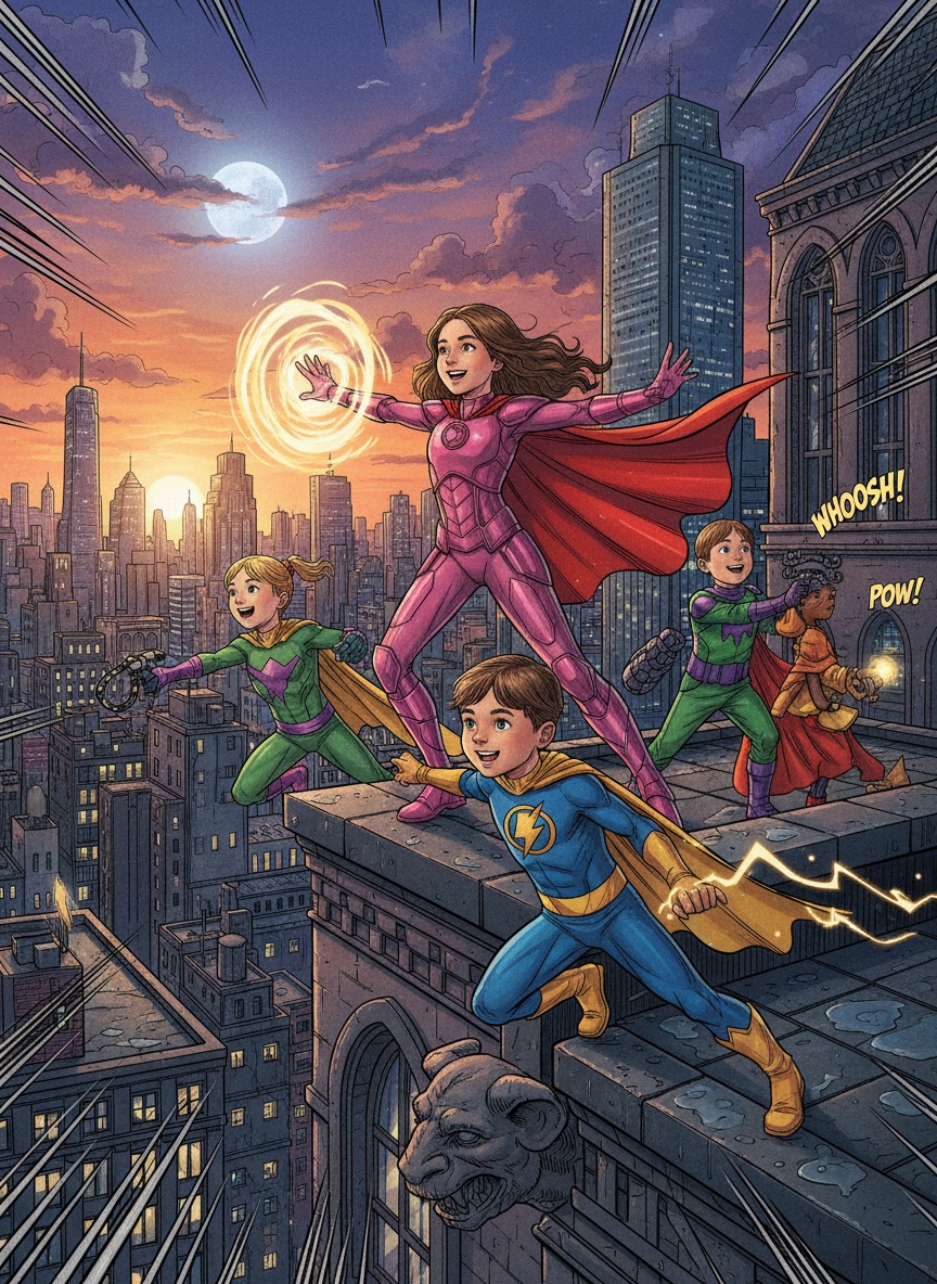 עמדת צילום AI ליום הולדת - גיבורי-על